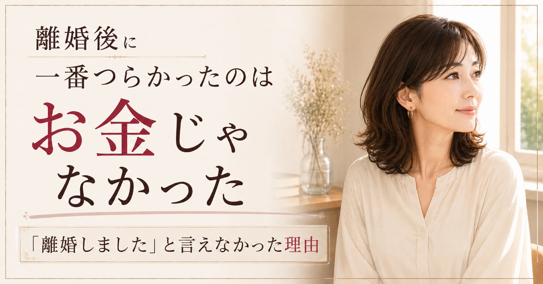 離婚後に一番つらかったのは、お金ではなく「離婚しました」と言うことでした